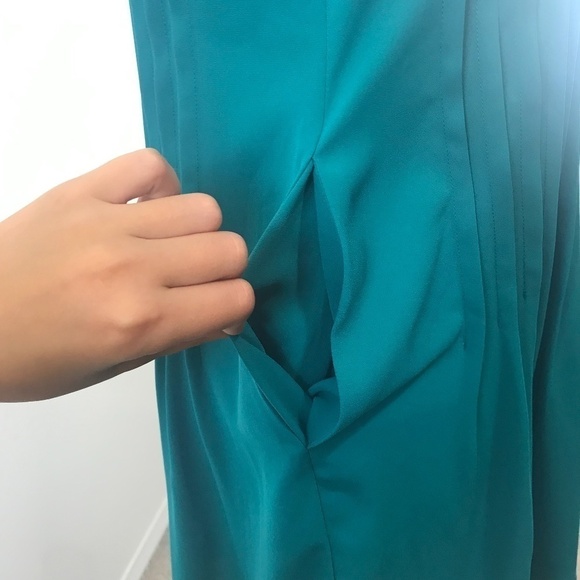 Aritzia Babaton Ilja Pleated Green/Blue Dress - Picture 3 of 7